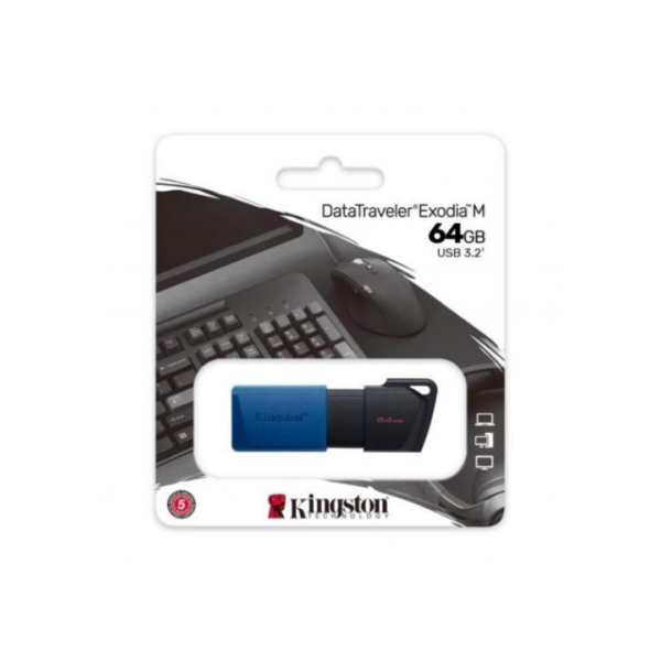 Pen Drive 64GB DataTraveler Exodia M USB 3.2 Gen1 Black Blue Kingston